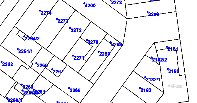 Parcela st. 2268 v KÚ Roudnice nad Labem, Katastrální mapa