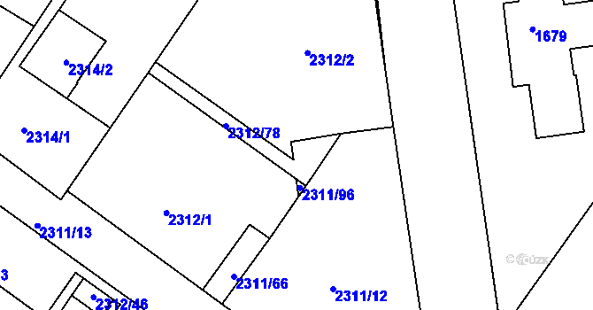 Parcela st. 2311/4 v KÚ Roudnice nad Labem, Katastrální mapa