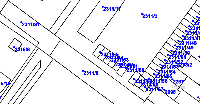 Parcela st. 2311/65 v KÚ Roudnice nad Labem, Katastrální mapa