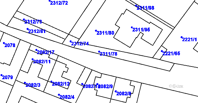 Parcela st. 2311/78 v KÚ Roudnice nad Labem, Katastrální mapa