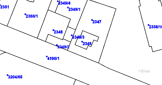 Parcela st. 2346 v KÚ Roudnice nad Labem, Katastrální mapa