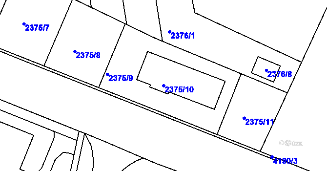 Parcela st. 2375/10 v KÚ Roudnice nad Labem, Katastrální mapa