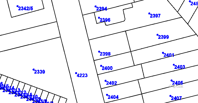 Parcela st. 2398 v KÚ Roudnice nad Labem, Katastrální mapa
