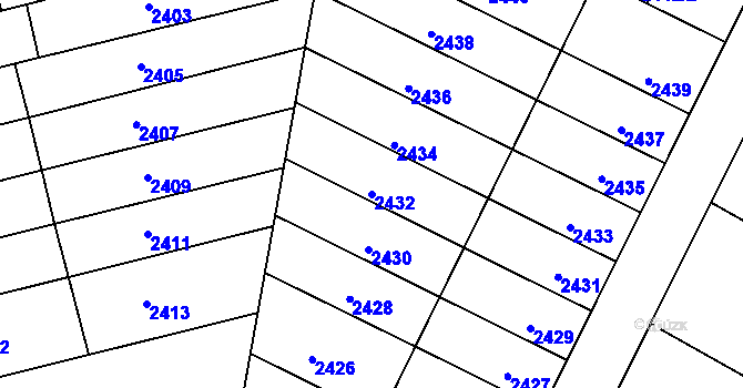 Parcela st. 2432 v KÚ Roudnice nad Labem, Katastrální mapa