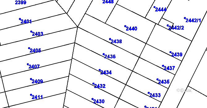 Parcela st. 2436 v KÚ Roudnice nad Labem, Katastrální mapa