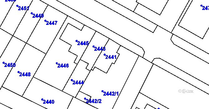 Parcela st. 2441 v KÚ Roudnice nad Labem, Katastrální mapa