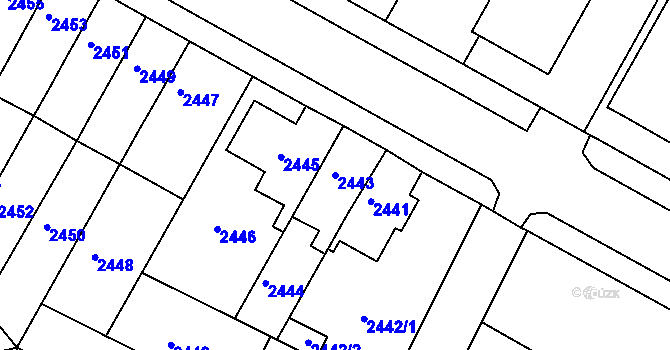 Parcela st. 2443 v KÚ Roudnice nad Labem, Katastrální mapa