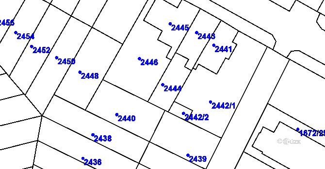 Parcela st. 2444 v KÚ Roudnice nad Labem, Katastrální mapa