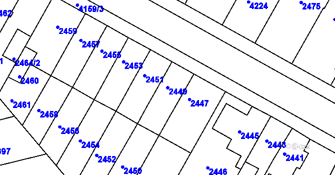 Parcela st. 2449 v KÚ Roudnice nad Labem, Katastrální mapa
