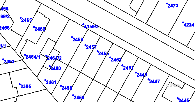 Parcela st. 2455 v KÚ Roudnice nad Labem, Katastrální mapa