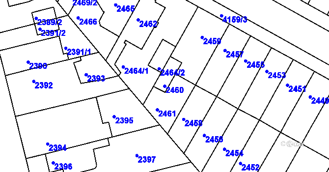 Parcela st. 2460 v KÚ Roudnice nad Labem, Katastrální mapa
