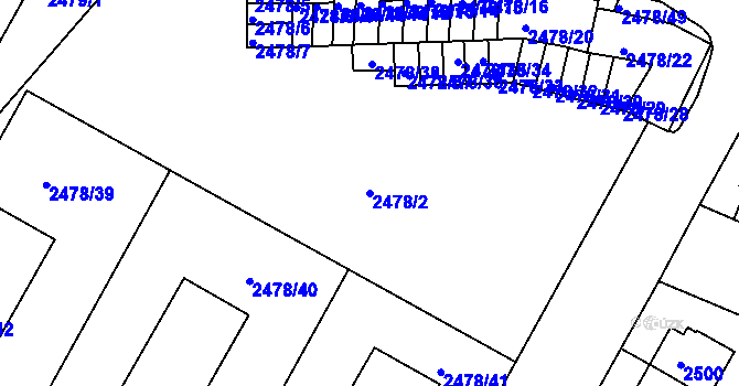 Parcela st. 2478/2 v KÚ Roudnice nad Labem, Katastrální mapa