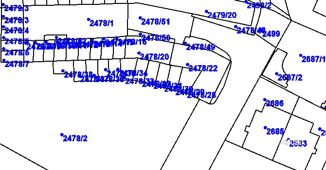 Parcela st. 2478/30 v KÚ Roudnice nad Labem, Katastrální mapa