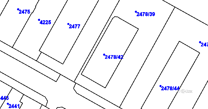Parcela st. 2478/42 v KÚ Roudnice nad Labem, Katastrální mapa
