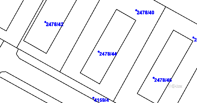 Parcela st. 2478/44 v KÚ Roudnice nad Labem, Katastrální mapa