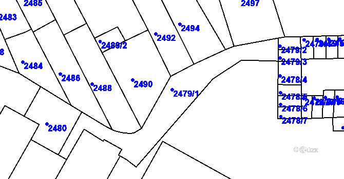 Parcela st. 2479/1 v KÚ Roudnice nad Labem, Katastrální mapa