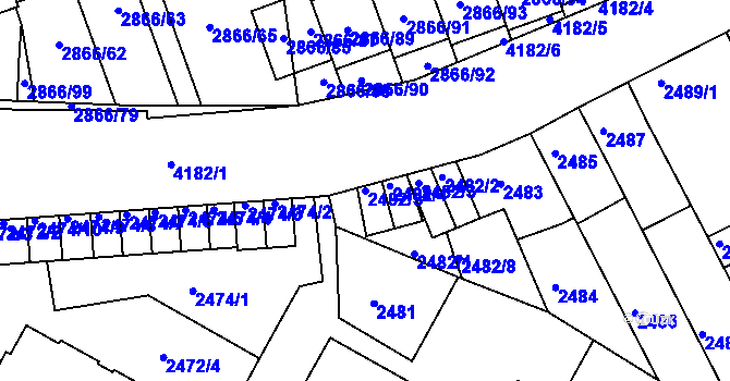 Parcela st. 2482/5 v KÚ Roudnice nad Labem, Katastrální mapa