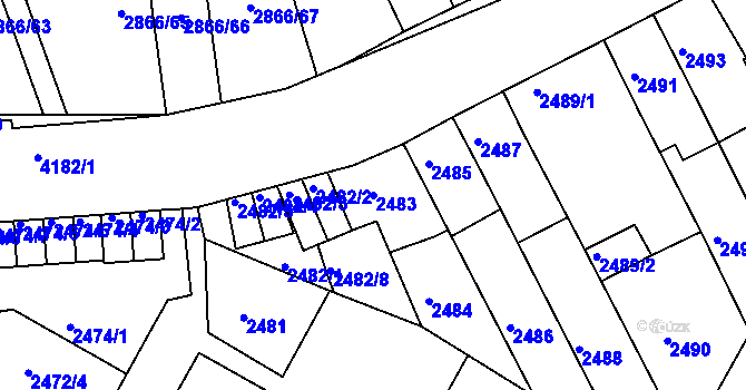 Parcela st. 2483 v KÚ Roudnice nad Labem, Katastrální mapa