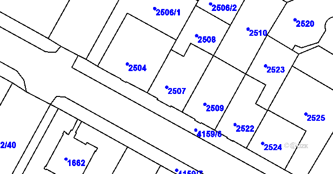Parcela st. 2507 v KÚ Roudnice nad Labem, Katastrální mapa
