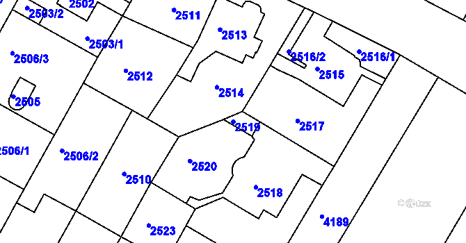 Parcela st. 2519 v KÚ Roudnice nad Labem, Katastrální mapa