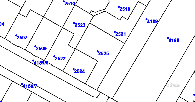 Parcela st. 2525 v KÚ Roudnice nad Labem, Katastrální mapa
