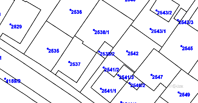 Parcela st. 2538/2 v KÚ Roudnice nad Labem, Katastrální mapa