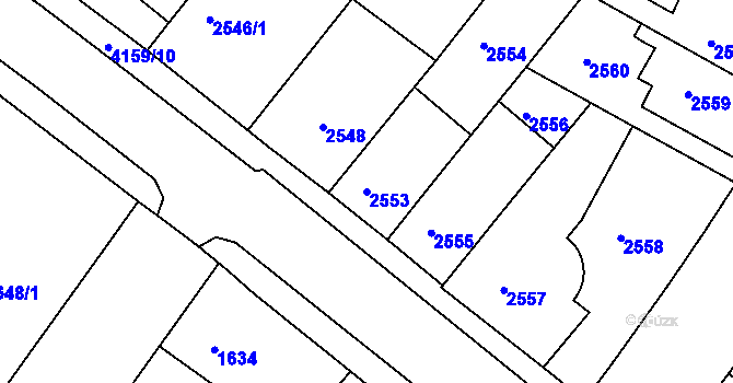 Parcela st. 2553 v KÚ Roudnice nad Labem, Katastrální mapa