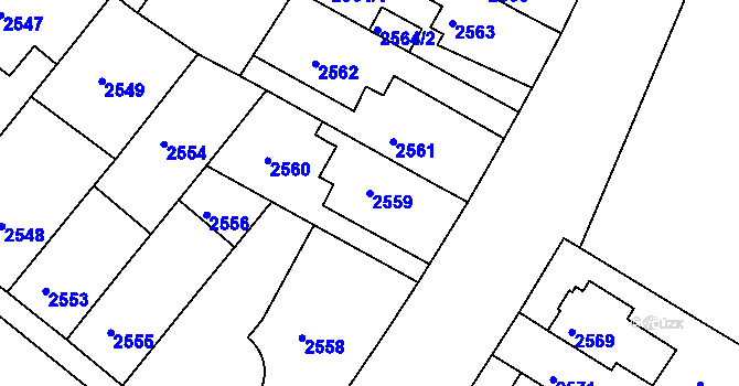 Parcela st. 2559 v KÚ Roudnice nad Labem, Katastrální mapa