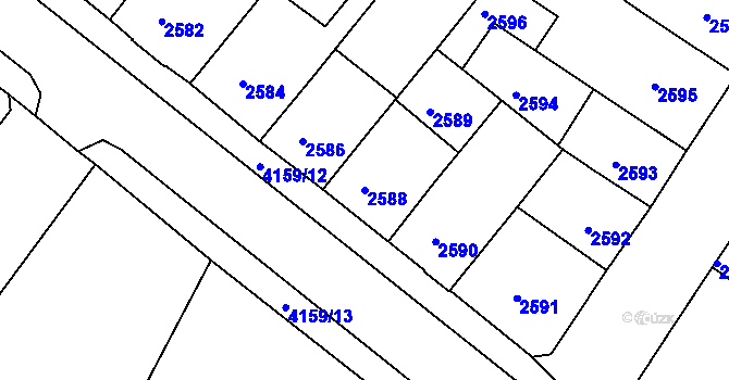 Parcela st. 2588 v KÚ Roudnice nad Labem, Katastrální mapa