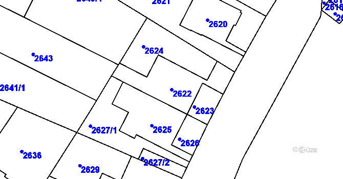 Parcela st. 2622 v KÚ Roudnice nad Labem, Katastrální mapa