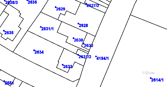 Parcela st. 2632 v KÚ Roudnice nad Labem, Katastrální mapa