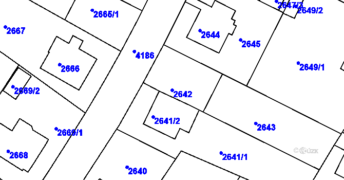 Parcela st. 2642 v KÚ Roudnice nad Labem, Katastrální mapa