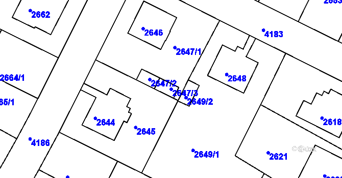 Parcela st. 2647/3 v KÚ Roudnice nad Labem, Katastrální mapa