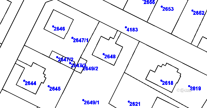Parcela st. 2648 v KÚ Roudnice nad Labem, Katastrální mapa