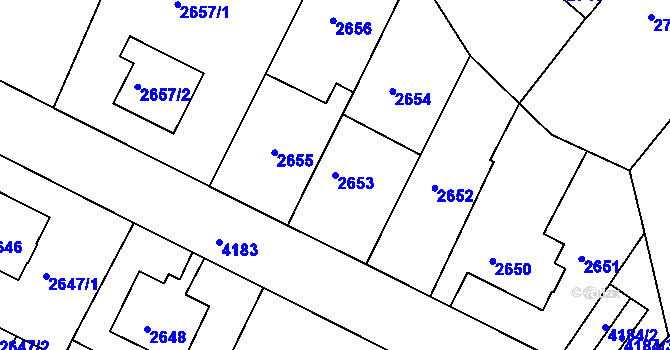 Parcela st. 2653 v KÚ Roudnice nad Labem, Katastrální mapa