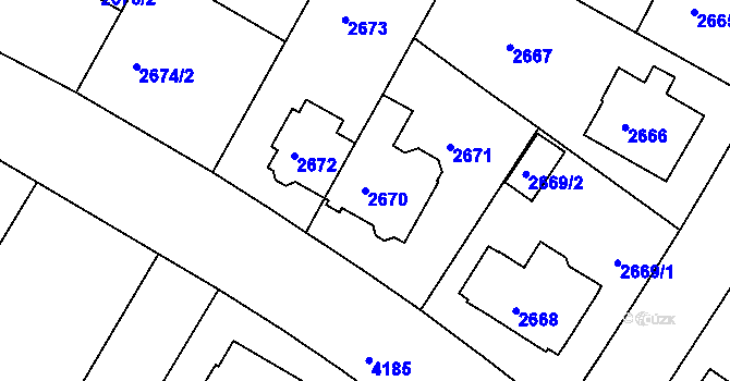 Parcela st. 2670 v KÚ Roudnice nad Labem, Katastrální mapa