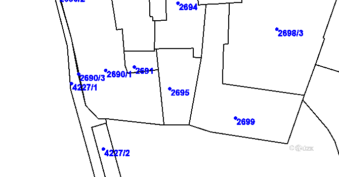 Parcela st. 2695 v KÚ Roudnice nad Labem, Katastrální mapa