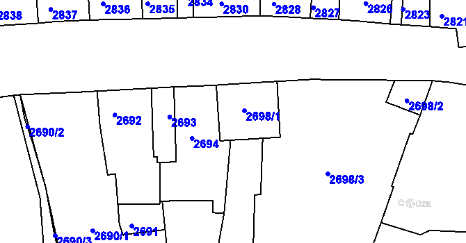 Parcela st. 2696 v KÚ Roudnice nad Labem, Katastrální mapa