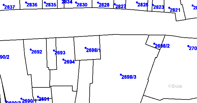 Parcela st. 2698 v KÚ Roudnice nad Labem, Katastrální mapa