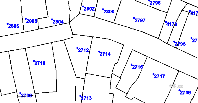 Parcela st. 2714 v KÚ Roudnice nad Labem, Katastrální mapa