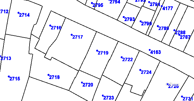 Parcela st. 2719 v KÚ Roudnice nad Labem, Katastrální mapa