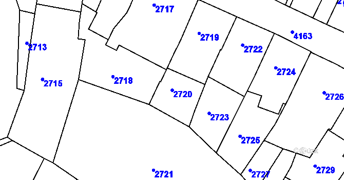 Parcela st. 2720 v KÚ Roudnice nad Labem, Katastrální mapa