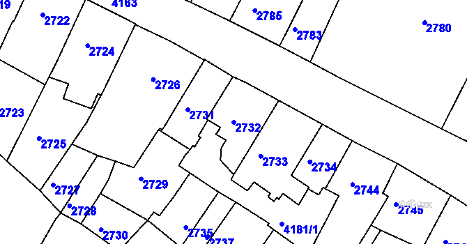 Parcela st. 2732 v KÚ Roudnice nad Labem, Katastrální mapa