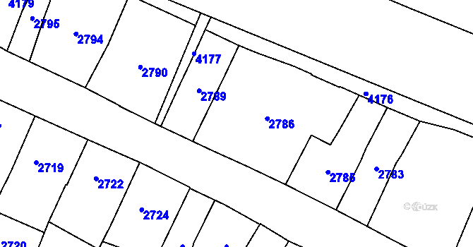 Parcela st. 2787 v KÚ Roudnice nad Labem, Katastrální mapa
