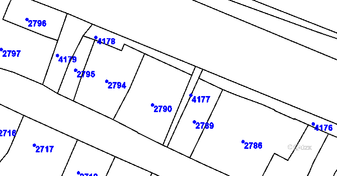 Parcela st. 2791 v KÚ Roudnice nad Labem, Katastrální mapa