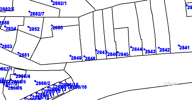 Parcela st. 2847 v KÚ Roudnice nad Labem, Katastrální mapa