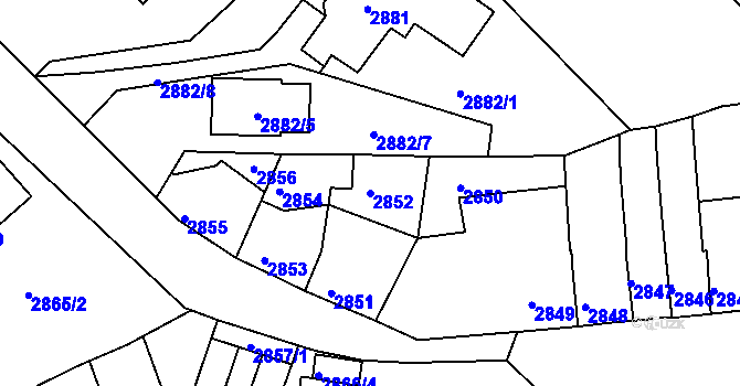 Parcela st. 2852 v KÚ Roudnice nad Labem, Katastrální mapa