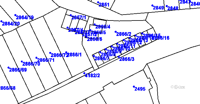 Parcela st. 2866/8 v KÚ Roudnice nad Labem, Katastrální mapa