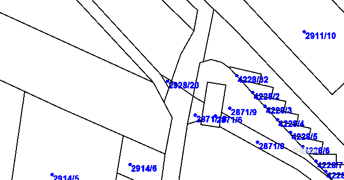 Parcela st. 2871/7 v KÚ Roudnice nad Labem, Katastrální mapa