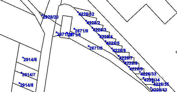 Parcela st. 2871/8 v KÚ Roudnice nad Labem, Katastrální mapa